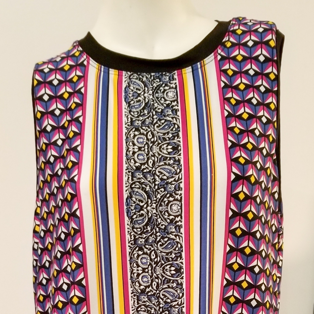 APT. 9 | Colorful Geometric Sleeveless Swing Blouse - EUC | Size L
